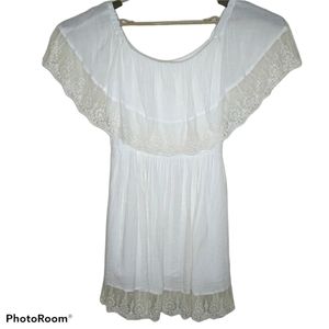 GB size M. On or off the shoulder white cape dress.